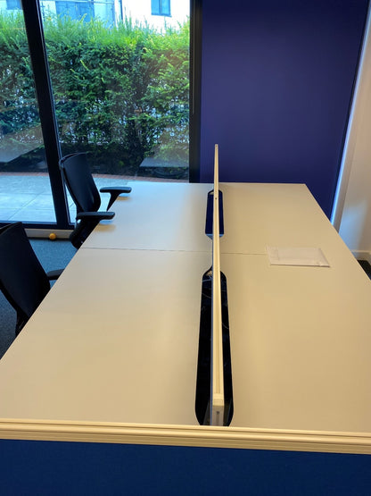 Techo Side by side 2 Pod Office Workstation Desks - 280cm x 80cm - White tabletops