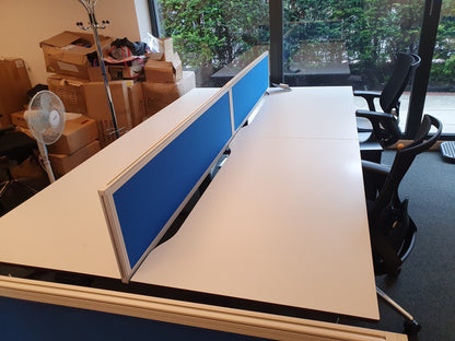 Techo Side by side 2 Pod Office Workstation Desks - 280cm x 80cm - White tabletops