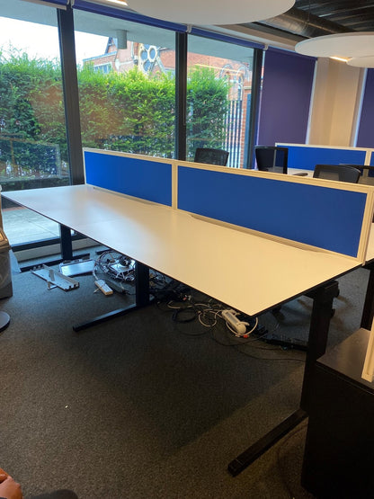 Techo Side by side 2 Pod Office Workstation Desks - 280cm x 80cm - White tabletops