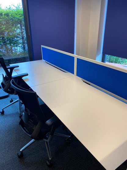 Techo Side by side 2 Pod Office Workstation Desks - 280cm x 80cm - White tabletops