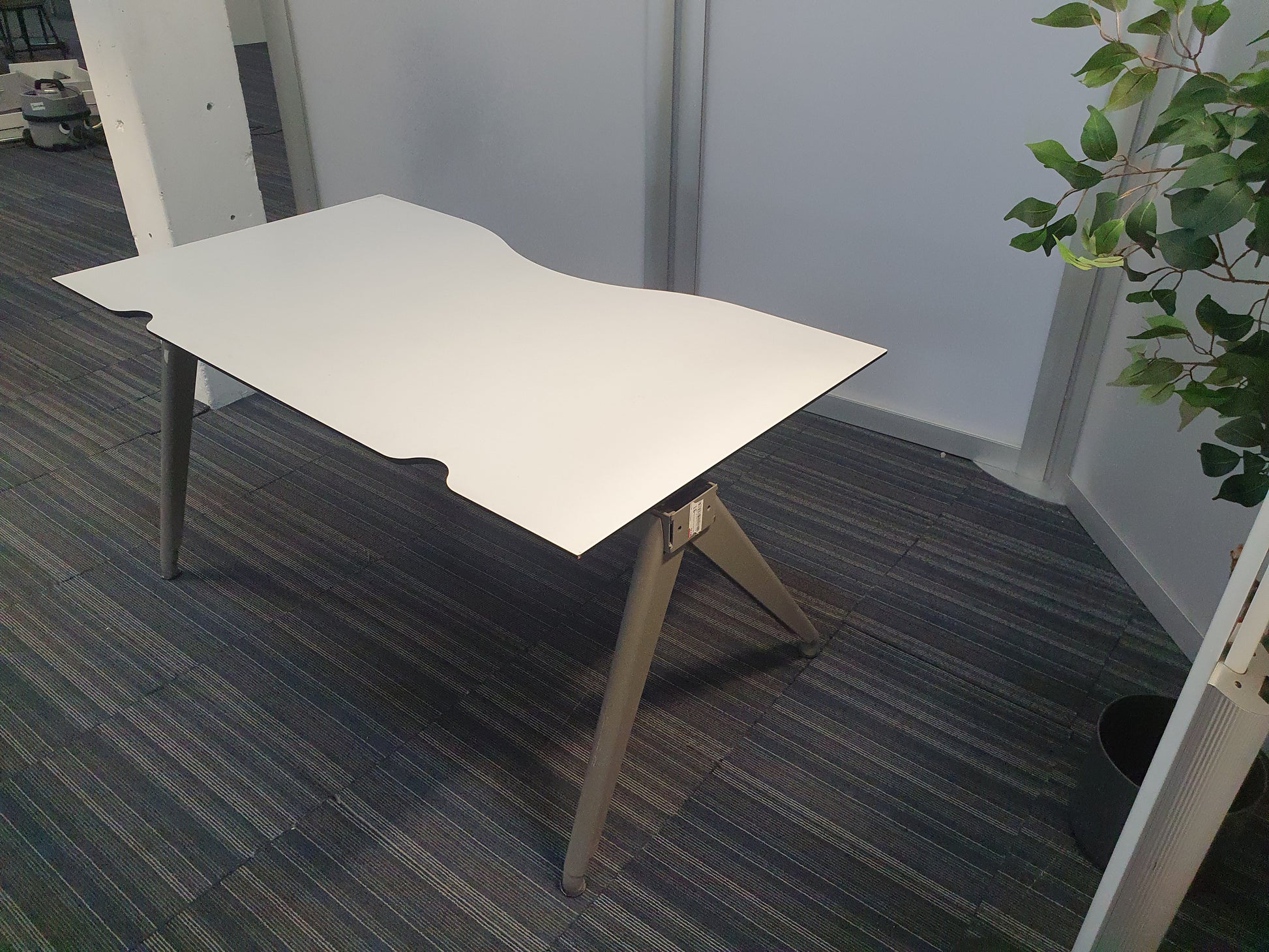 White table top office desk scalloped