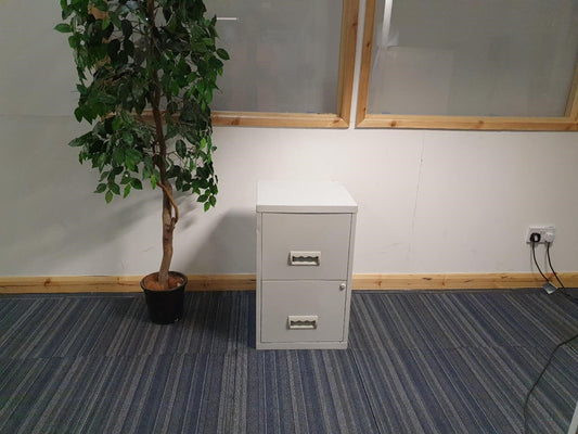 Tall green plant 2 drawer filing cabinet 