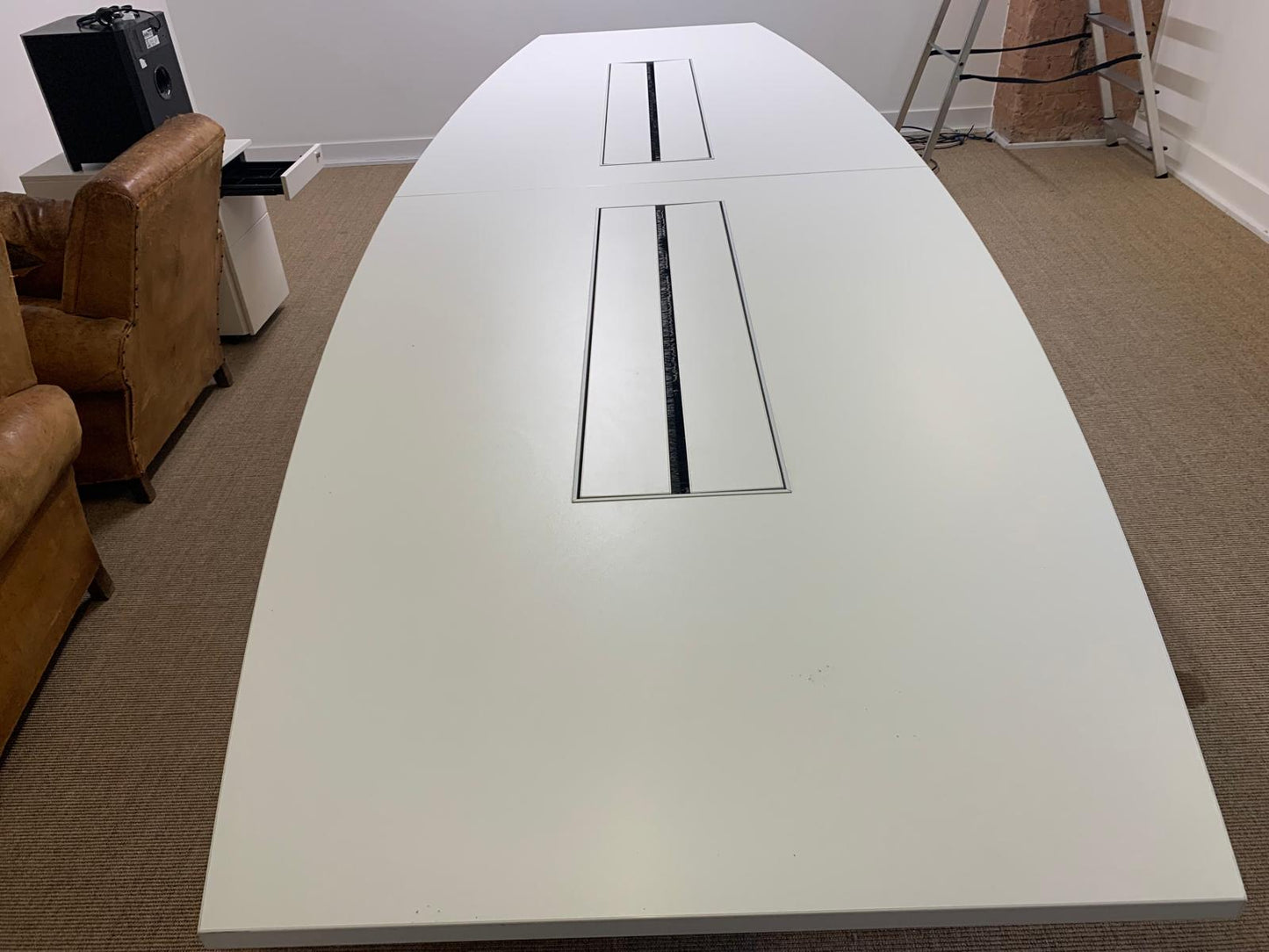 Used White Boardroom Conference Meeting Table W 350cm x D 120cm x 73cm H