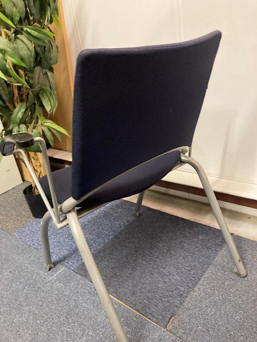 Blue and grey dining chair on carpet