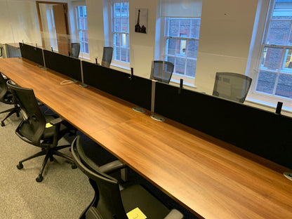Pre-Owned 8 Pod Office bench desk Walnut 160cm x 80cm