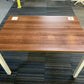 Walnut finish study desk with contrasting white legs and modesty panel 120cm x 80cm