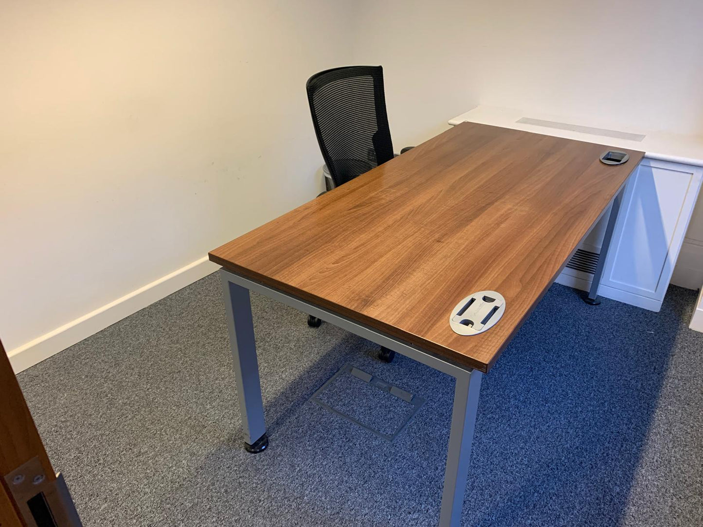 Secondhand Walnut Desk 160cm Metal Legs