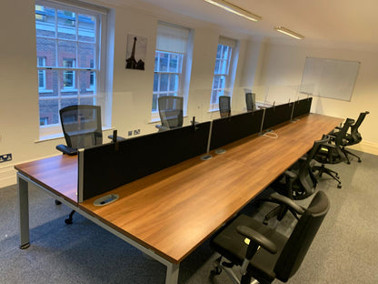 Pre-Owned 8 Pod Office bench desk Walnut 160cm x 80cm