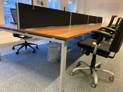 Pre-Owned 8 Pod Office bench desk Walnut 160cm x 80cm