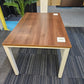 Walnut finish study desk with contrasting white legs and modesty panel 120cm x 80cm