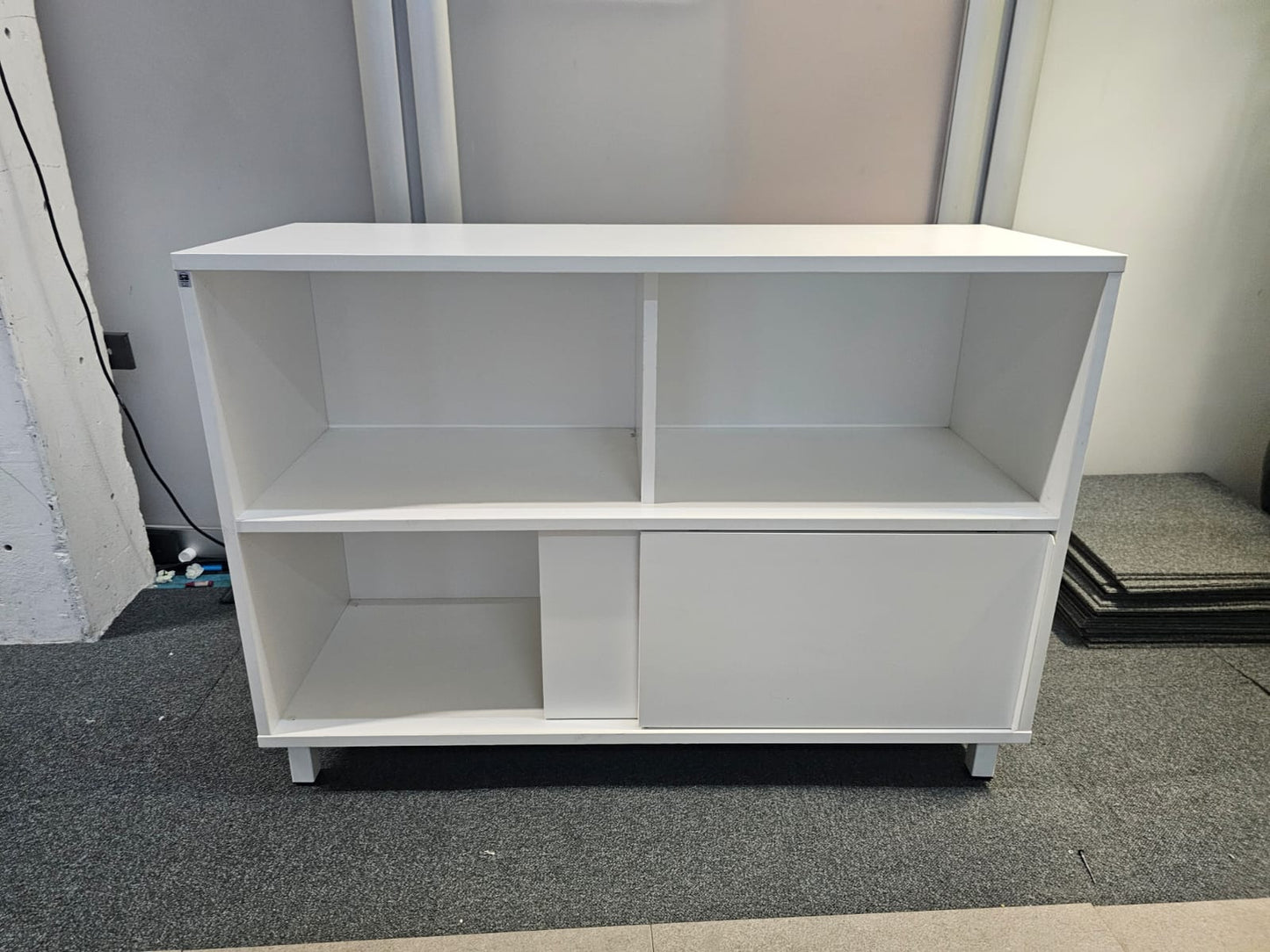 Sliding Door Sideboard Cupboard White Office Credenza