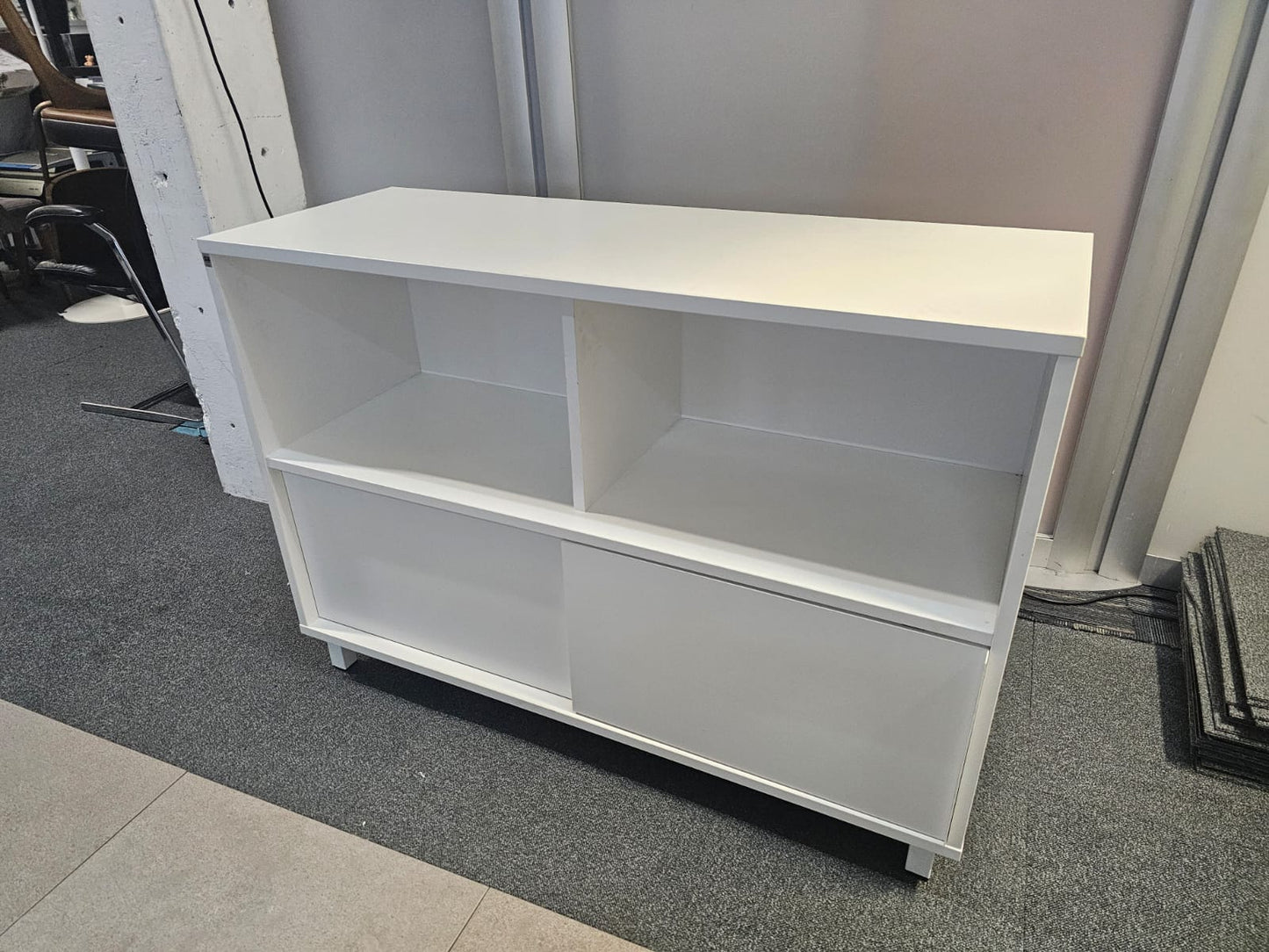 Sliding Door Sideboard Cupboard White Office Credenza