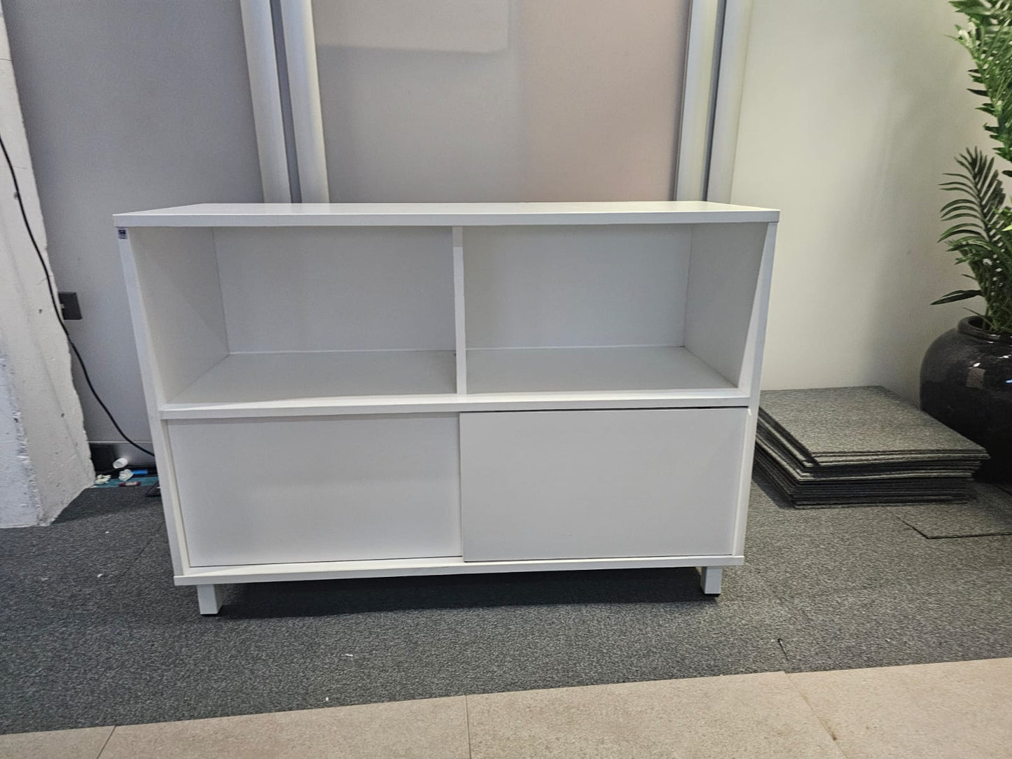 Sliding Door Sideboard Cupboard White Office Credenza