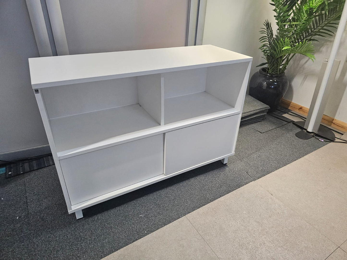 Sliding Door Sideboard Cupboard White Office Credenza