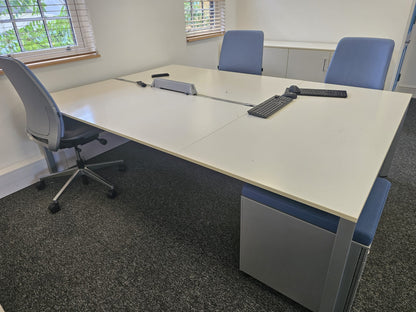 United 3 Person Office Bench Desk - 240cm x 160cm - Call Center Hot Desking in White