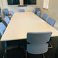 White boardroom table, seats 10 - 12 persons, 320cm x 120cm