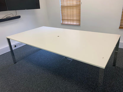 White boardroom table, seats 10 - 12 persons, 320cm x 120cm