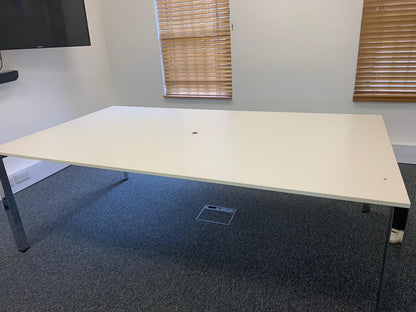 White boardroom table, seats 10 - 12 persons, 320cm x 120cm