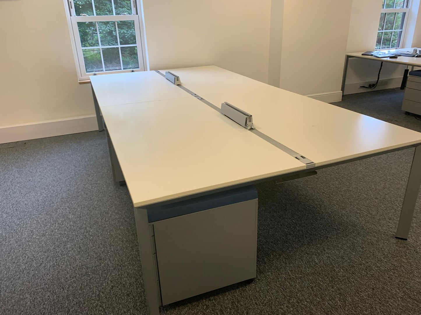 Used 4 Seater Office Bench Desk 160cm x 320cm - White desks - Corporate Officespace