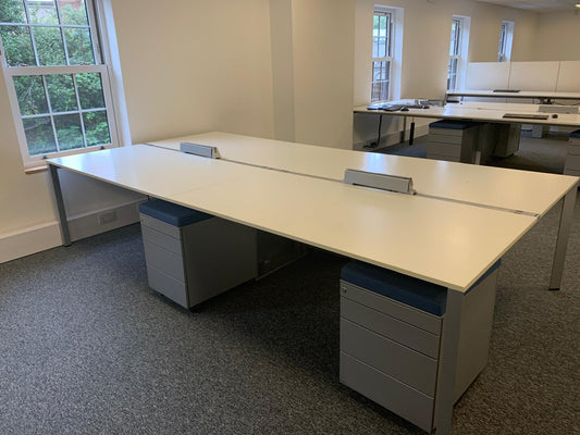 Used 4 Seater Office Bench Desk 160cm x 320cm - White desks - Corporate Officespace
