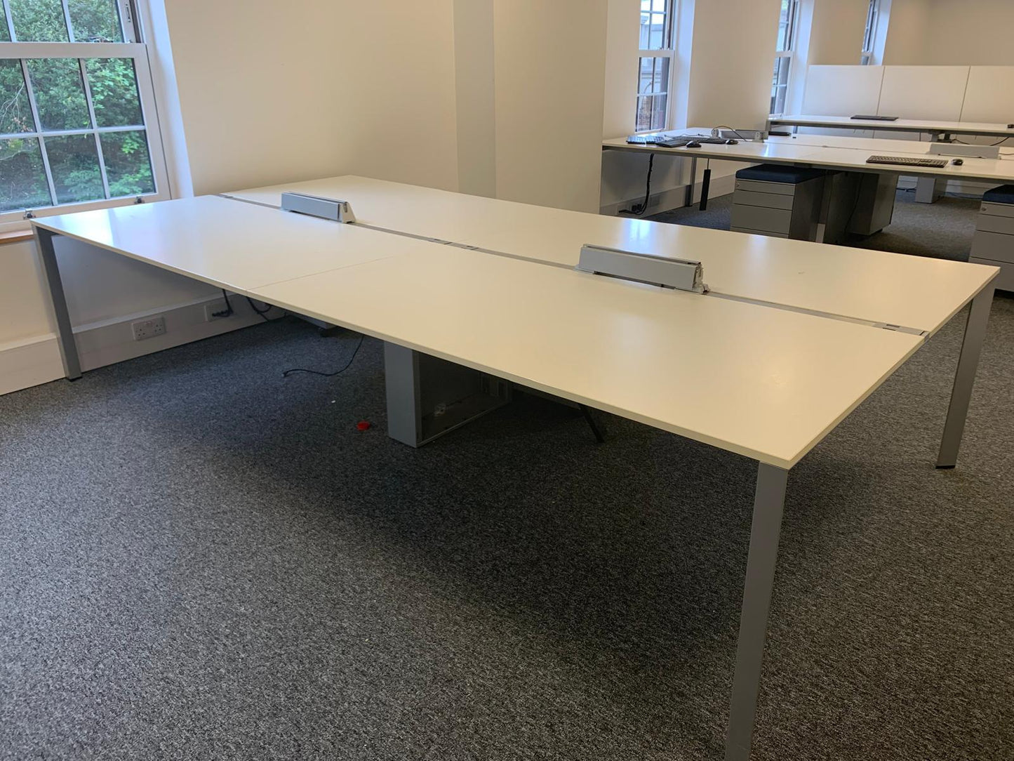 Used 4 Seater Office Bench Desk 160cm x 320cm - White desks - Corporate Officespace