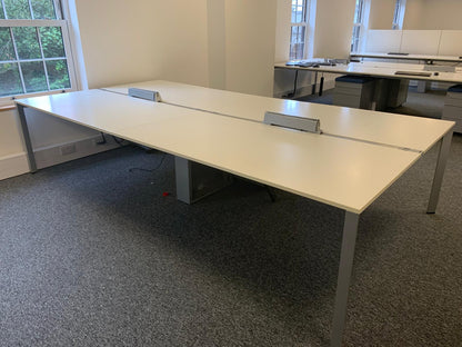 Used 4 Seater Office Bench Desk 160cm x 320cm - White desks - Corporate Officespace