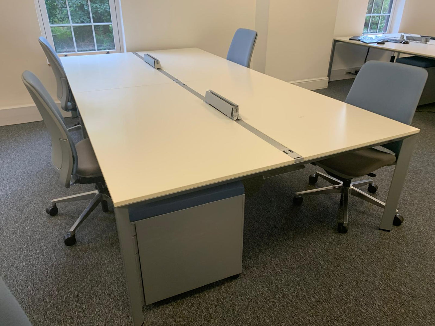 Used 4 Seater Office Bench Desk 160cm x 320cm - White desks - Corporate Officespace
