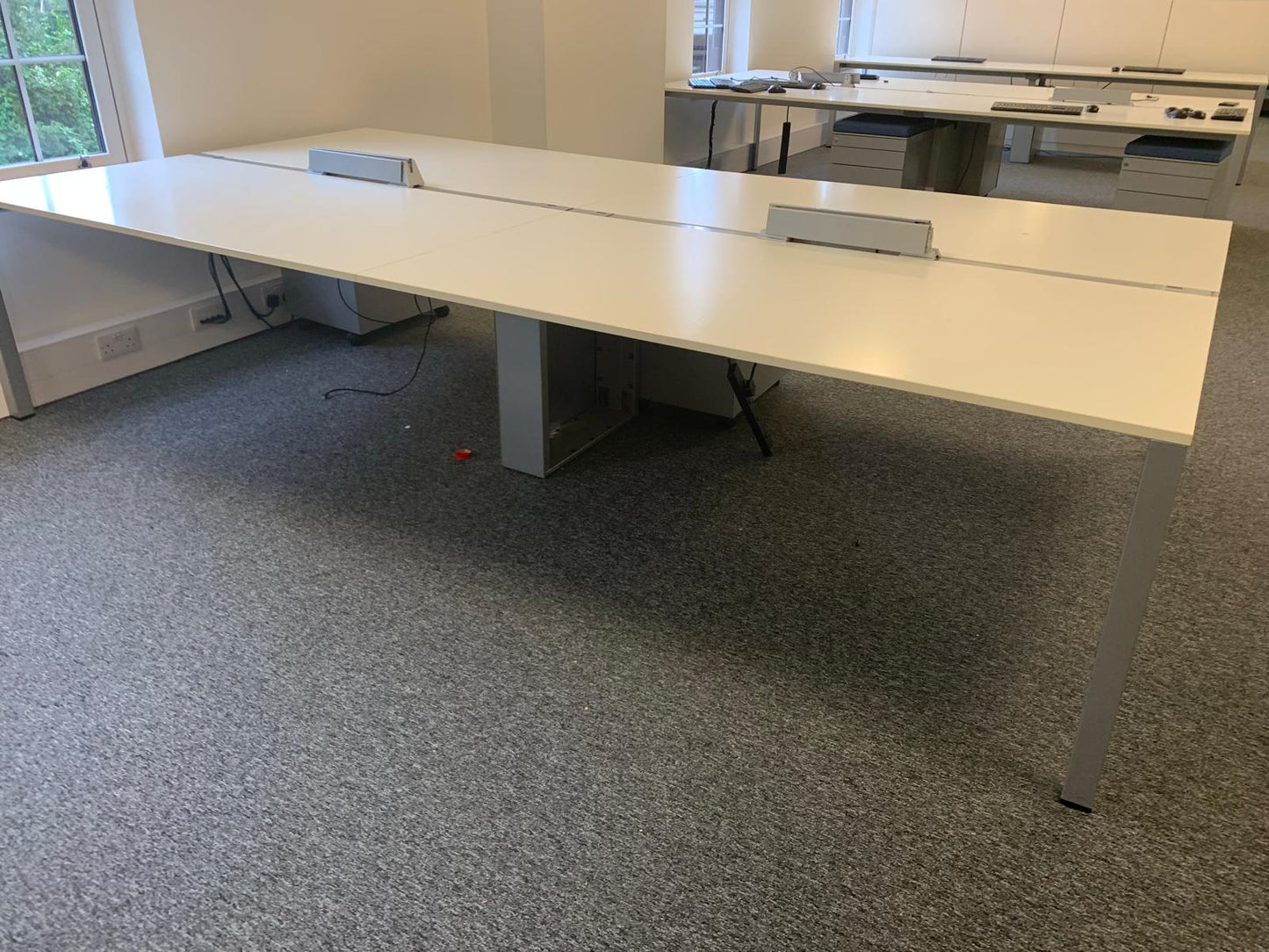 Used 4 Seater Office Bench Desk 160cm x 320cm - White desks - Corporate Officespace