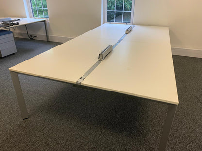 Used 4 Seater Office Bench Desk 160cm x 320cm - White desks - Corporate Officespace