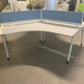 Three person office bench desk in white, 3 seater arc table