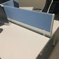Three person office bench desk in white, 3 seater arc table