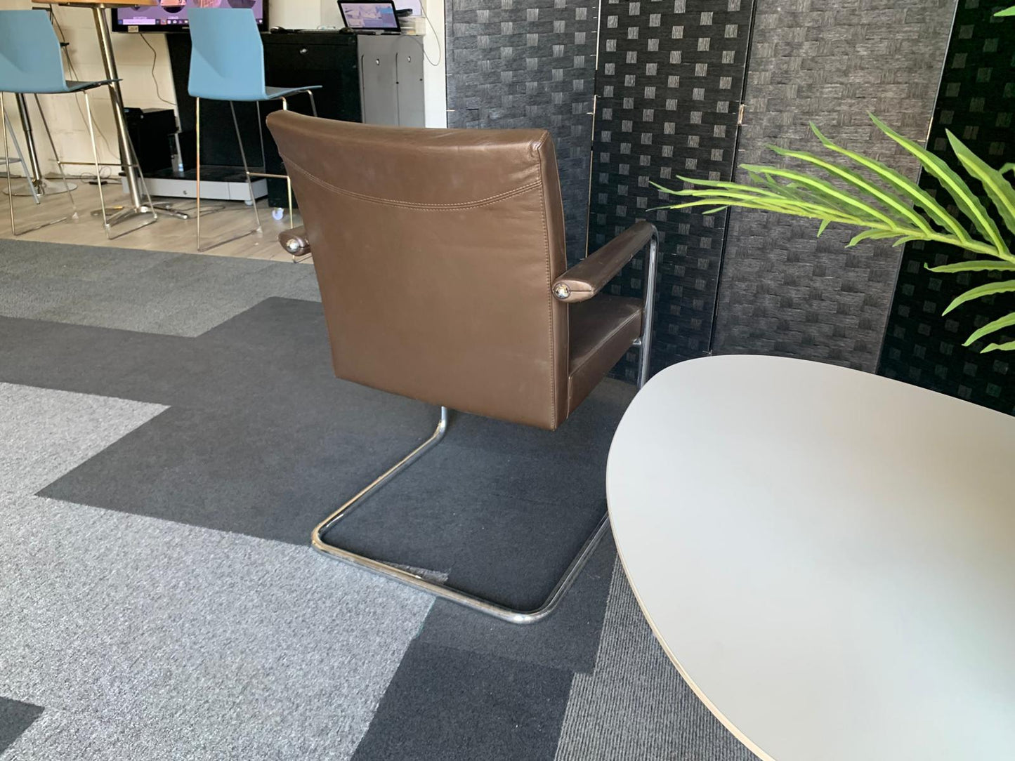 £120 each Quality Brown Leather Office Meeting Chair by Brunner | Conference and Boardroom Chairs