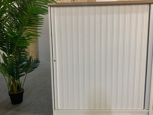 White office cabinet, storage unit, rolling door sliding door cupboard 110cm x 53cm H:123cm