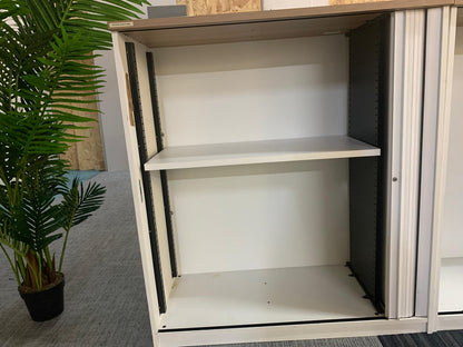 White office cabinet, storage unit, rolling door sliding door cupboard 110cm x 53cm H:123cm