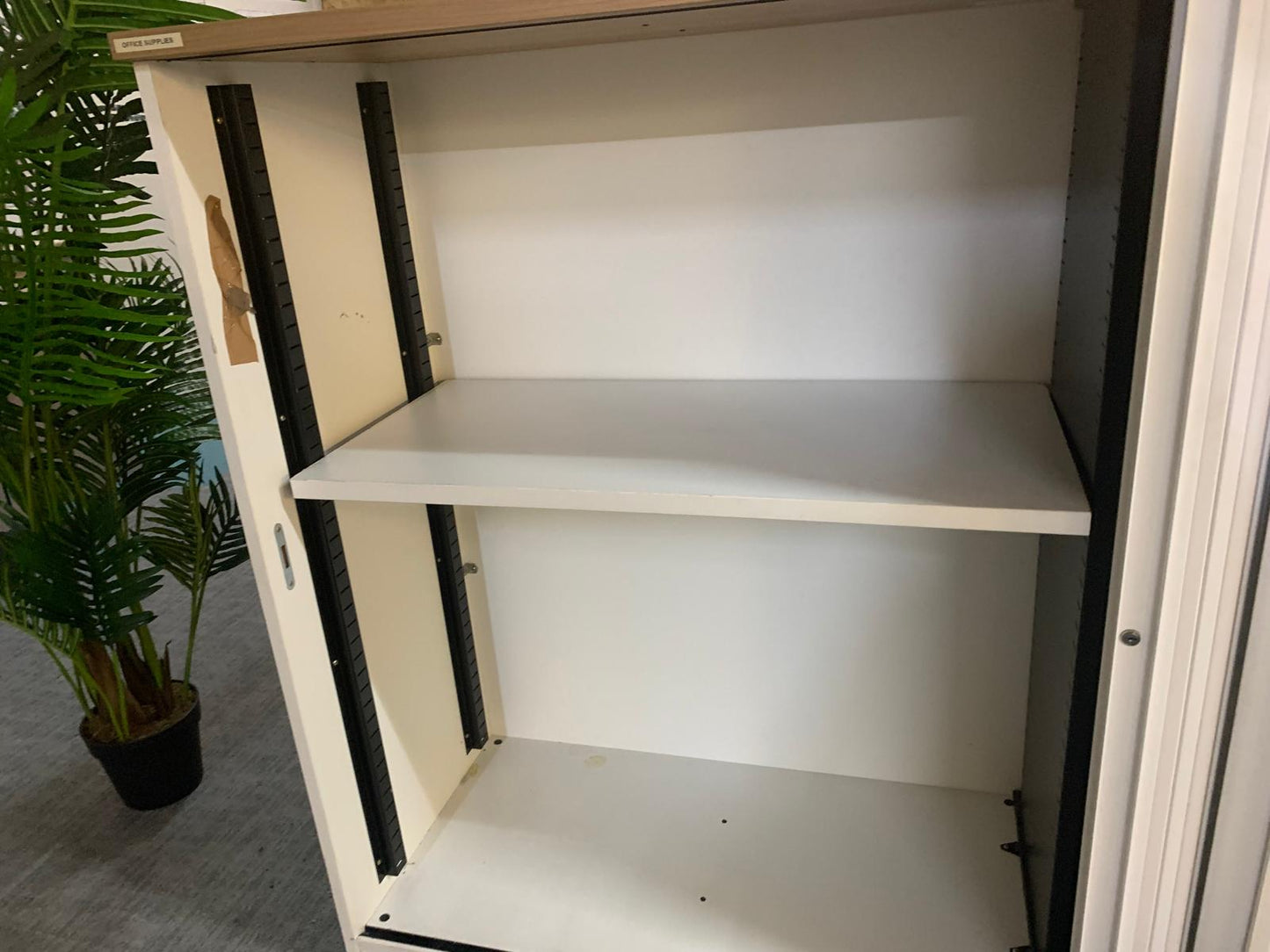 White office cabinet, storage unit, rolling door sliding door cupboard 110cm x 53cm H:123cm