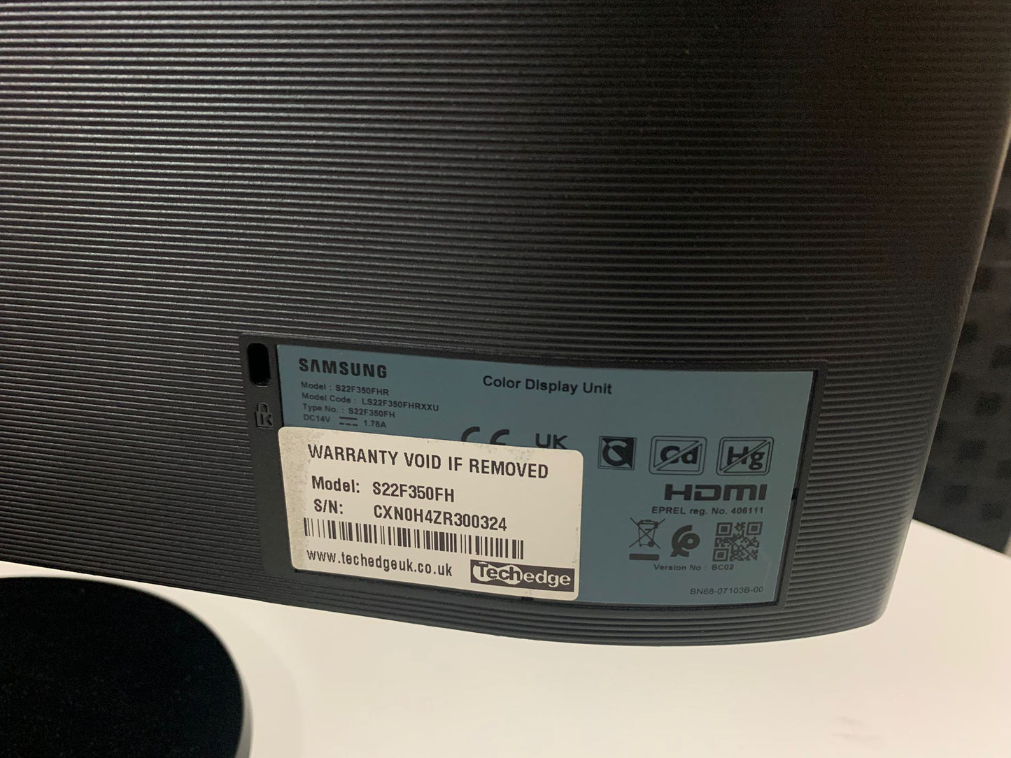 SAMSUNG S22F350FH Monitor, RGB and HDMI port, 22 inch for office, school, reception