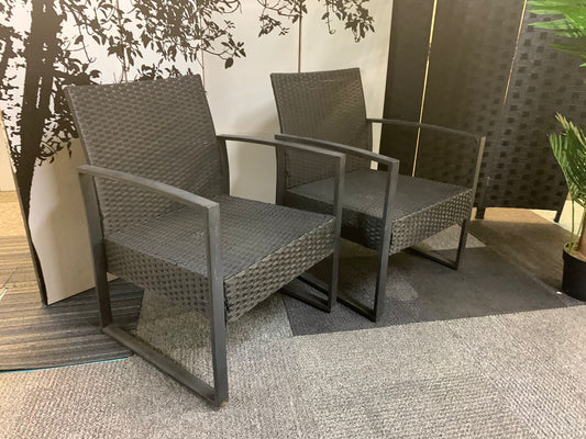 Grey Rattan Patio Two Chair Set