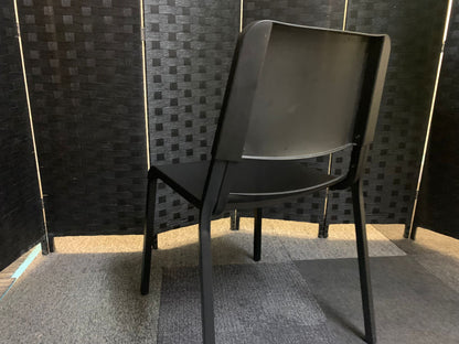 Preowned Chair Black  Plastic Back Adult Dining Meeting Training Stacking