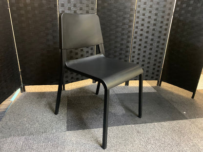 Preowned Chair Black  Plastic Back Adult Dining Meeting Training Stacking