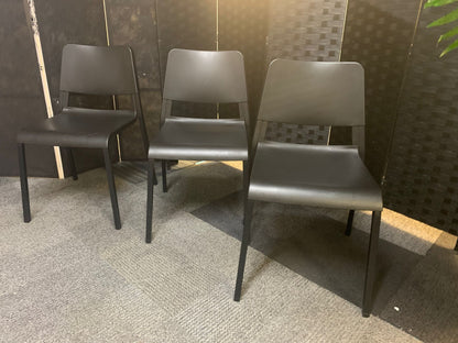 Preowned Chair Black  Plastic Back Adult Dining Meeting Training Stacking