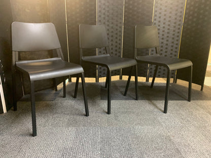 Preowned Chair Black  Plastic Back Adult Dining Meeting Training Stacking