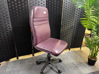 Used Leather Office Swivel Chair in Purple - no arms