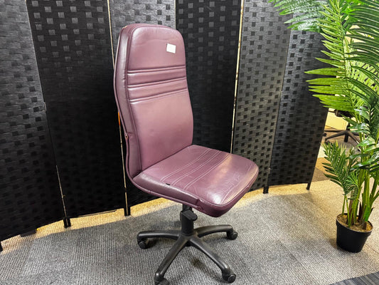 Used Leather Office Swivel Chair in Purple - no arms