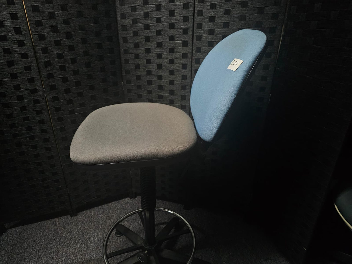High Ergonomic Operators Drafting Chair without Arms in Grey and Blue