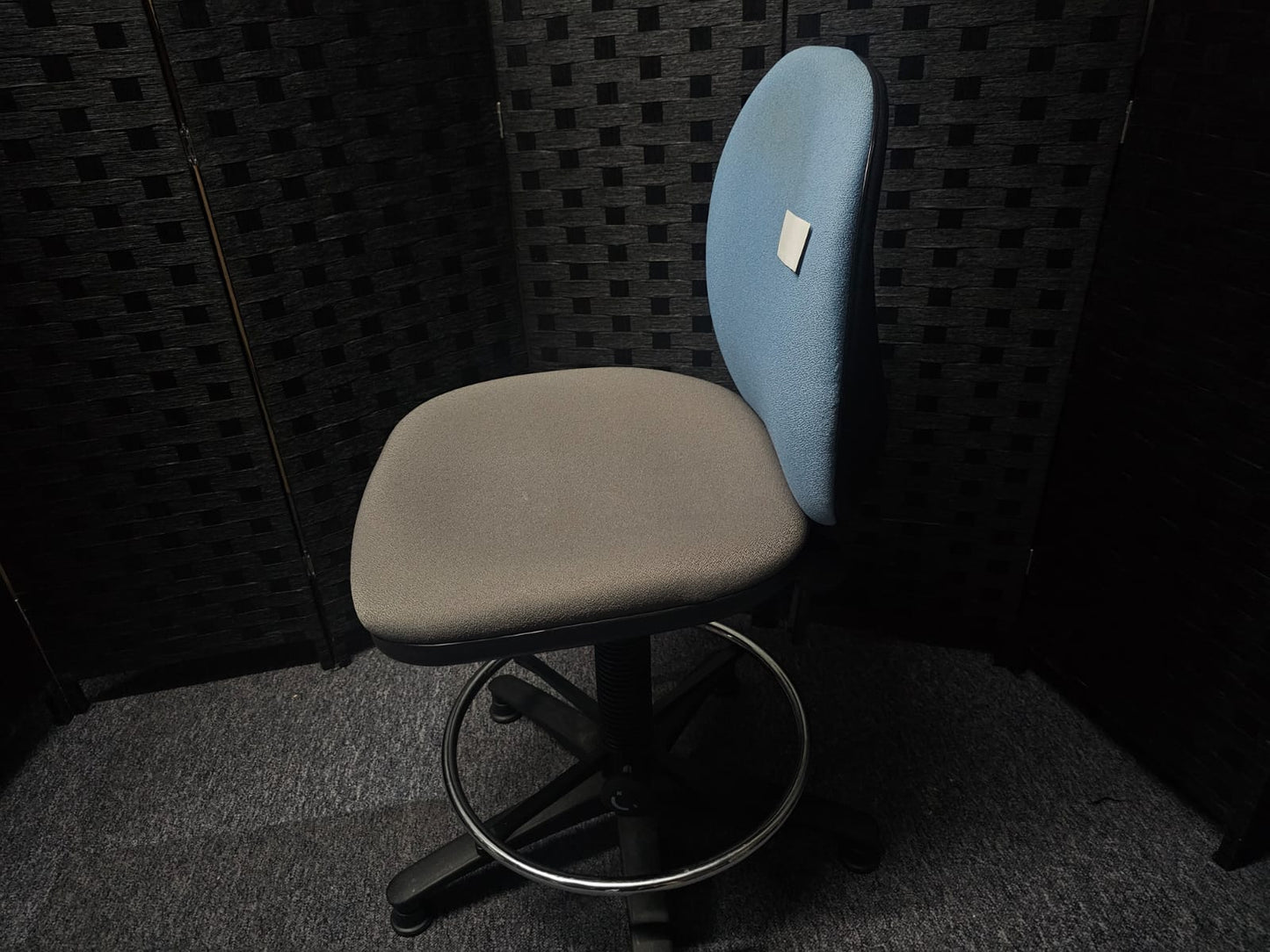 High Ergonomic Operators Drafting Chair without Arms in Grey and Blue