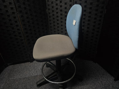 High Ergonomic Operators Drafting Chair without Arms in Grey and Blue