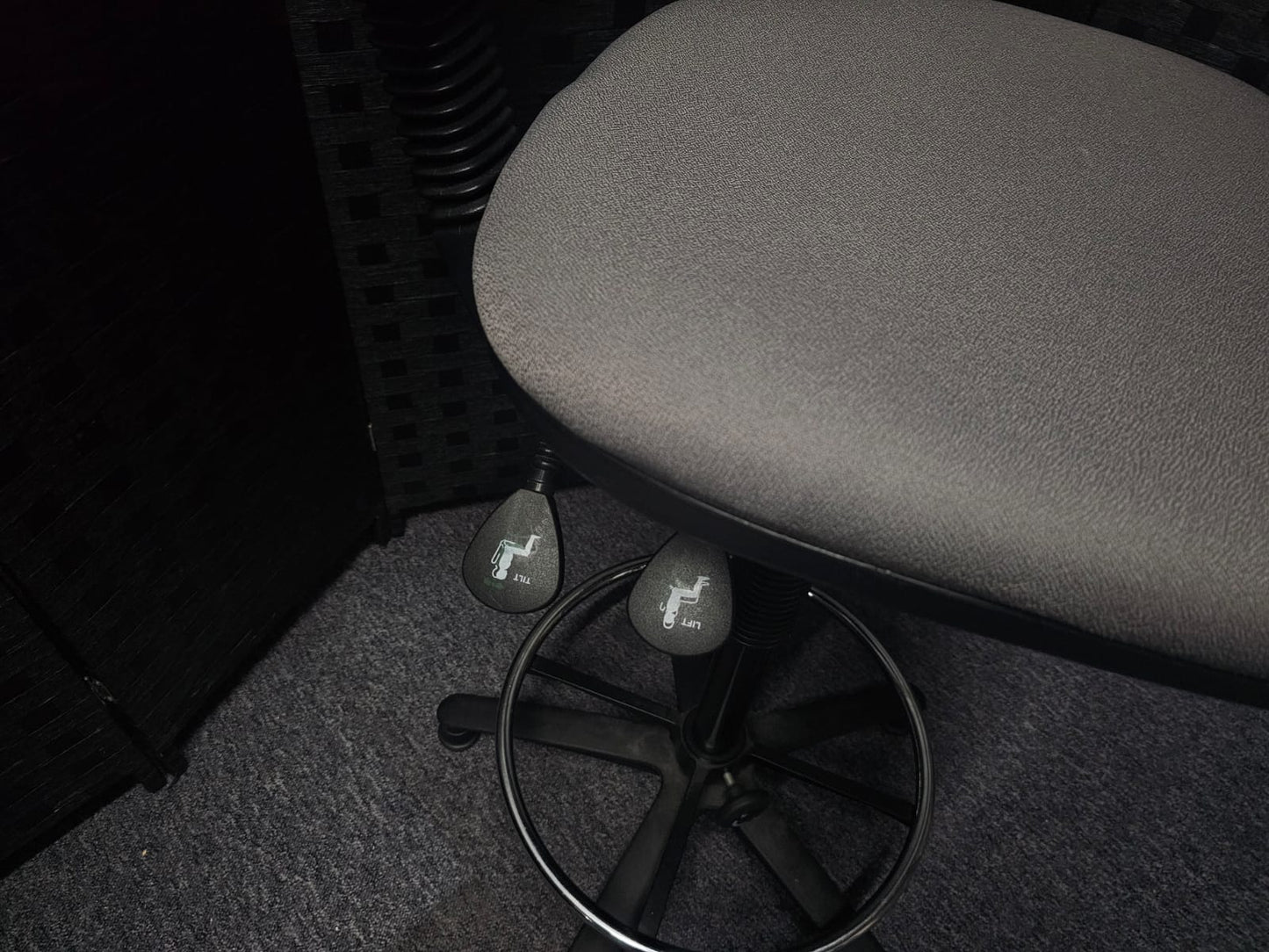 High Ergonomic Operators Drafting Chair without Arms in Grey and Blue