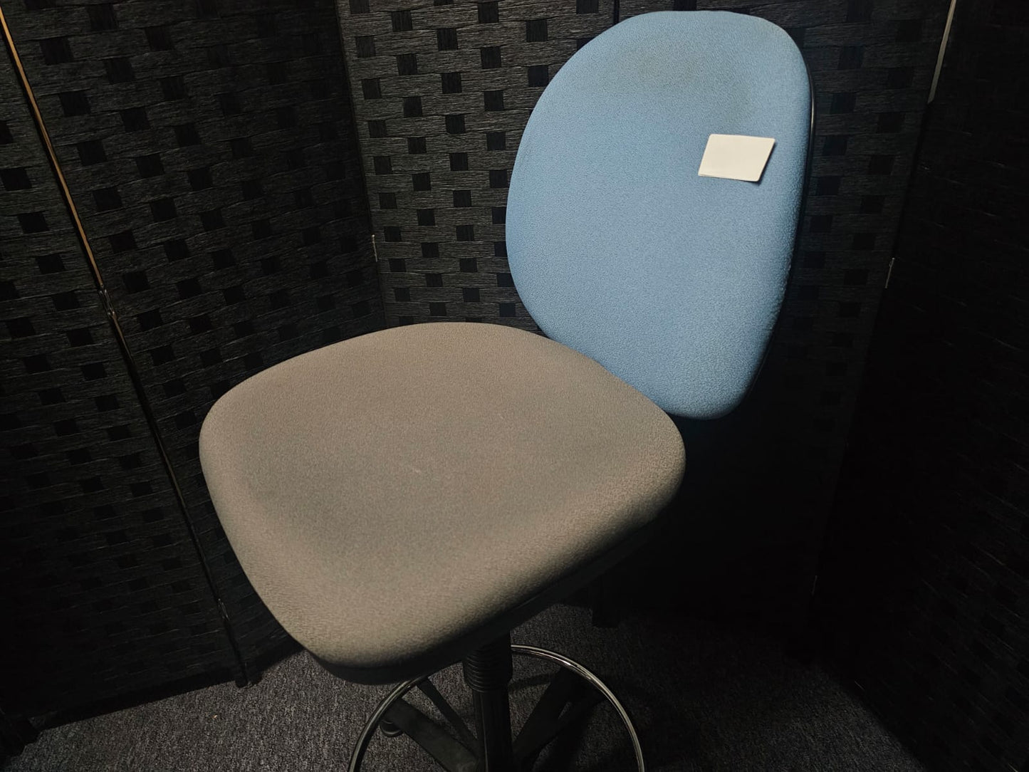 High Ergonomic Operators Drafting Chair without Arms in Grey and Blue