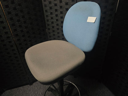 High Ergonomic Operators Drafting Chair without Arms in Grey and Blue