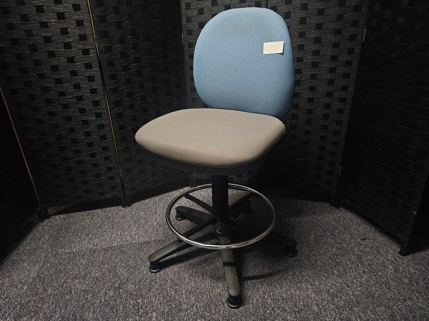 High Ergonomic Operators Drafting Chair without Arms in Grey and Blue